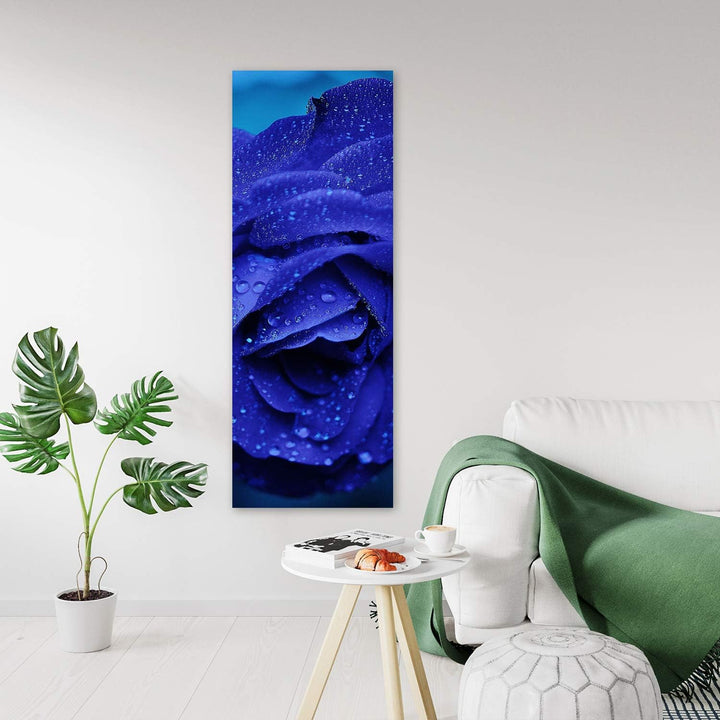 Feeby Bild auf Leinwand Natur Kunstdruck modern Rose Blau 30x90 cm Leinwandbild 30x90 cm Blau_a, Lei
