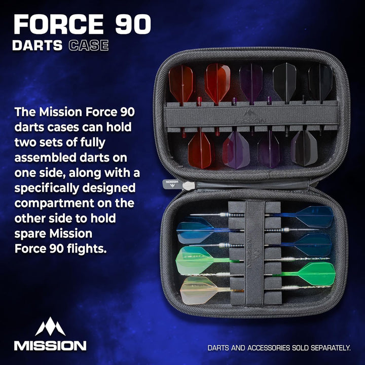 Mission | Force 90 | Eva Case | Schwarz | Starker Schutz | Darttasche/Aufbewahrungsetui