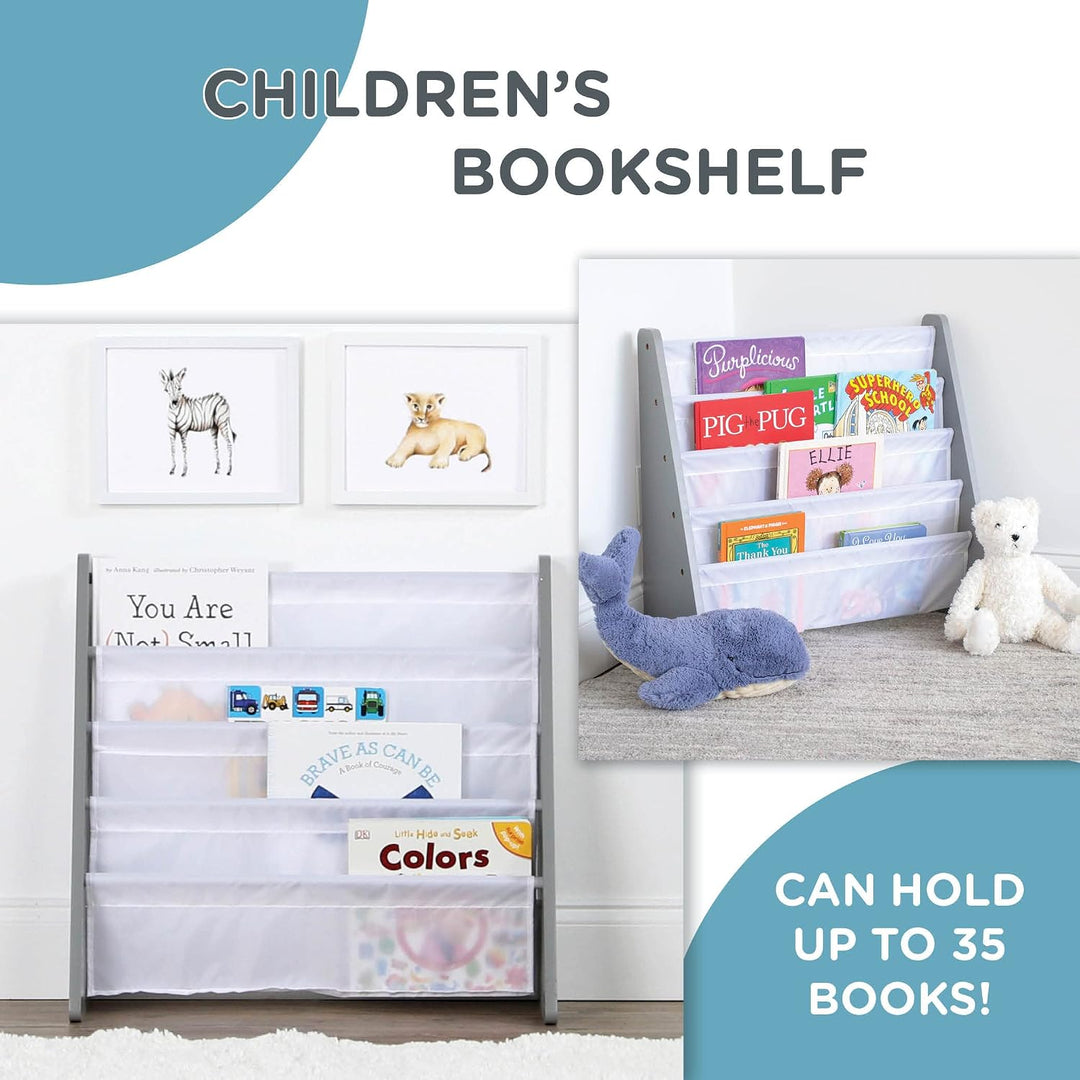 Humble Crew WO671 Kindermöbel - Kinder-Bücherregal aus Holz mit 4 Etagen, Grau/Weiss Grau Weiss, Gra