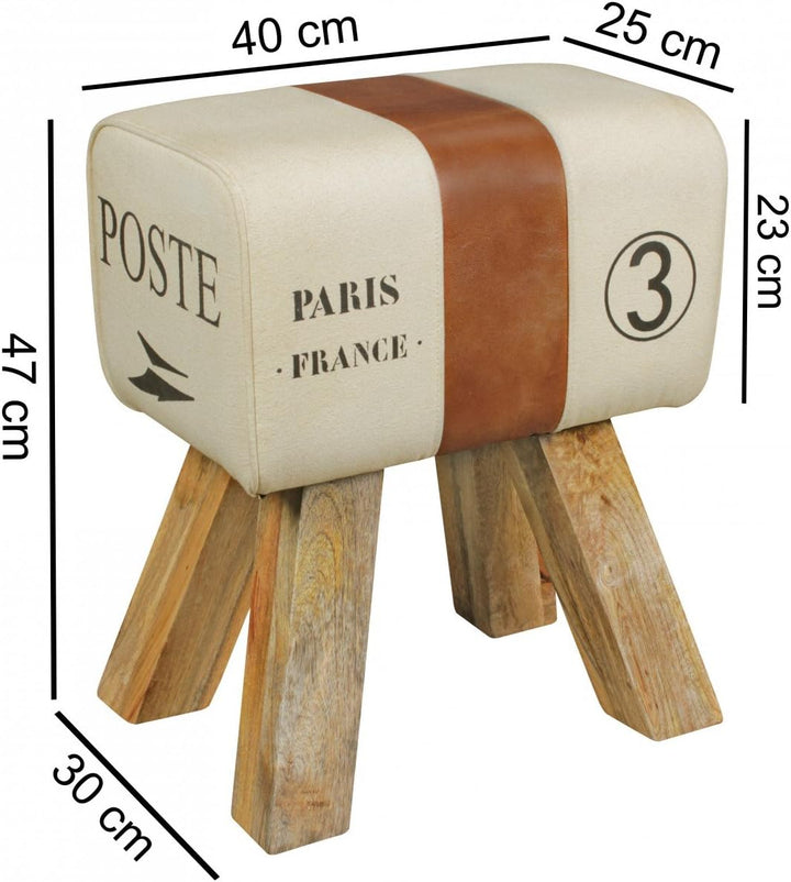 FineBuy Design Turnbock Sitzhocker 40 x 30 x 47 cm, Turnhocker Hocker Beistellhocker Fusshocker Brau