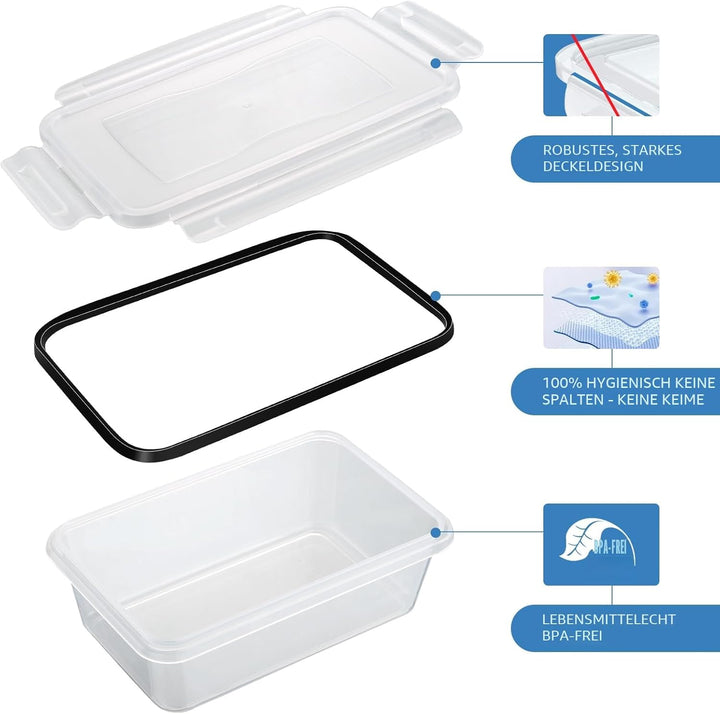 10 Frischhaltedosen mit Deckel (5x1L + 5x520ml), Gefrierdosen &amp; Meal Prep Boxen, BPA-frei, luftdicht