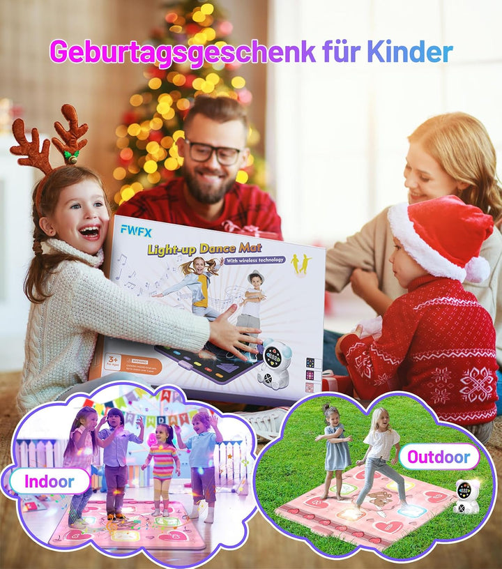 FWFX Tanzmatte für Kinder, Wiederaufladbares Kabellosem Musikmatte Spielzeug, Leuchtende Kindertanzm