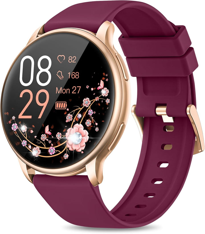 RUXINGX Smartwatch Damen mit Telefonfunktion 1.27" HD Voll Touch Screen, Armbanduhr mit SpO2 Pulsuhr