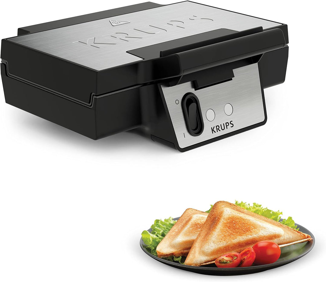 Krups FDK453 Sandwichmaker | Dreieckform | Antihaftbeschichtung | tiefe 25x12 cm XL-Platten | vertik