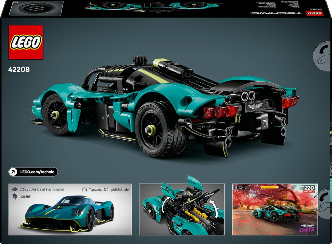 LEGO Technic Aston Martin Valkyrie Rennwagen Spielzeug - Modell-Bauset mit V12-Motor und aufklappbar