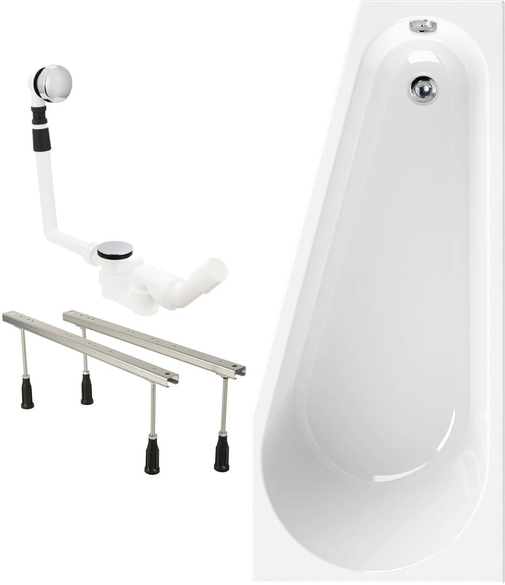 Calmwaters® Raumsparende Eckbadewanne 160x70 cm Essential Small, Made in EU, 3in1 Acryl-Badewanne mi