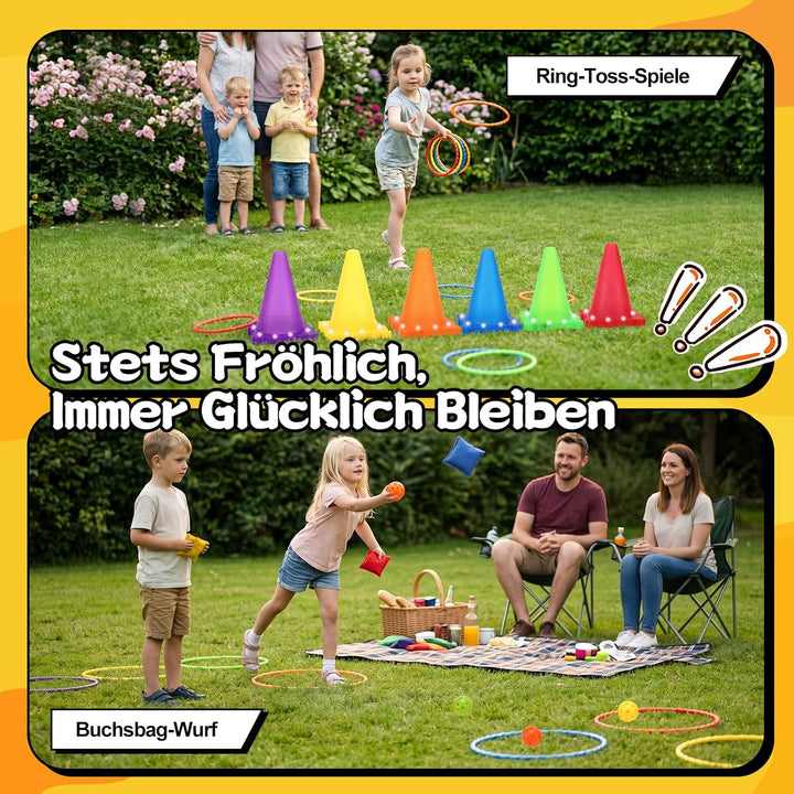 Outdoor Karnevals Spiele, Sackhüpfen Säcke, Eierlauf Spiel, Ringwurfspiel, Kartoffelsackbeutel, 3-be