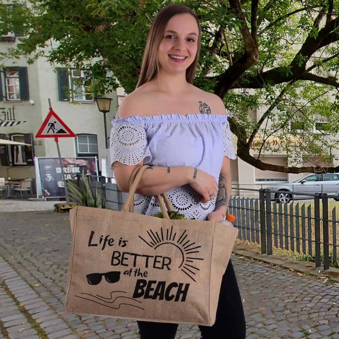 Domelo Einkaufskörbe. Bedruckte Einkaufstasche. Jute Tasche gross. Korbtasche, wasserabweisenden Str