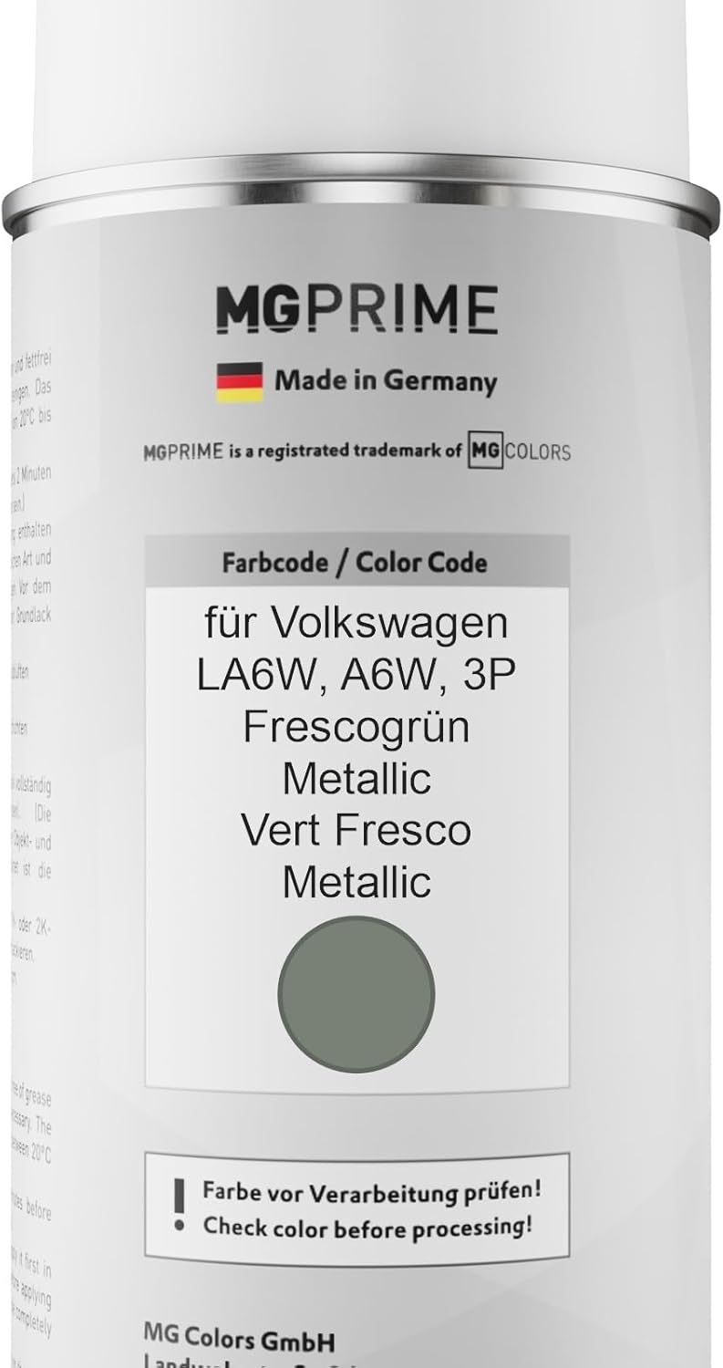 MG PRIME Autolack 2K Spraydosen Set für Volkswagen VW LA6W / A6W / 3P Frescogrün Metallic/Vert Fresc