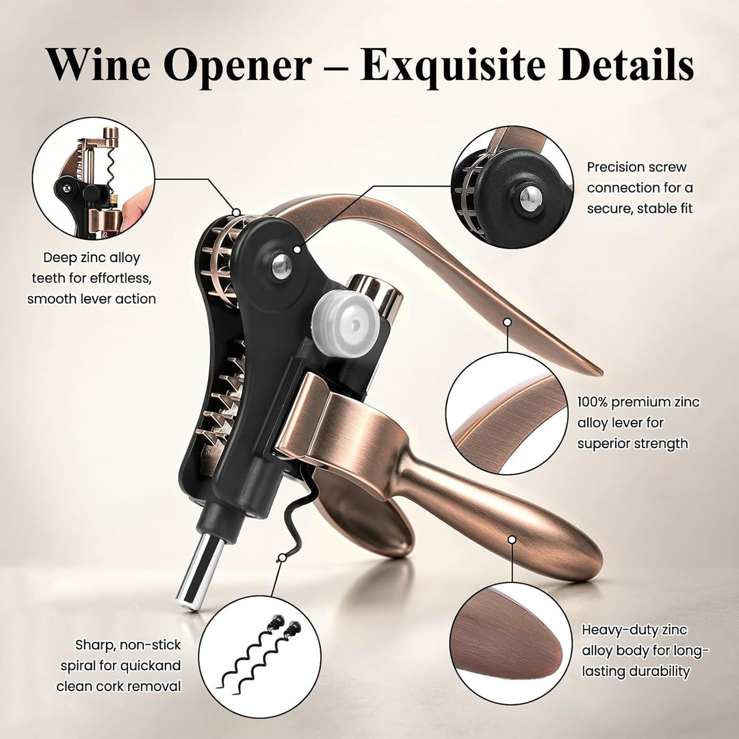 Korkenzieher Wein Set, Weinöffner Korkenzieher Sommelier Set Lederbox-bronze, Lederbox-bronze