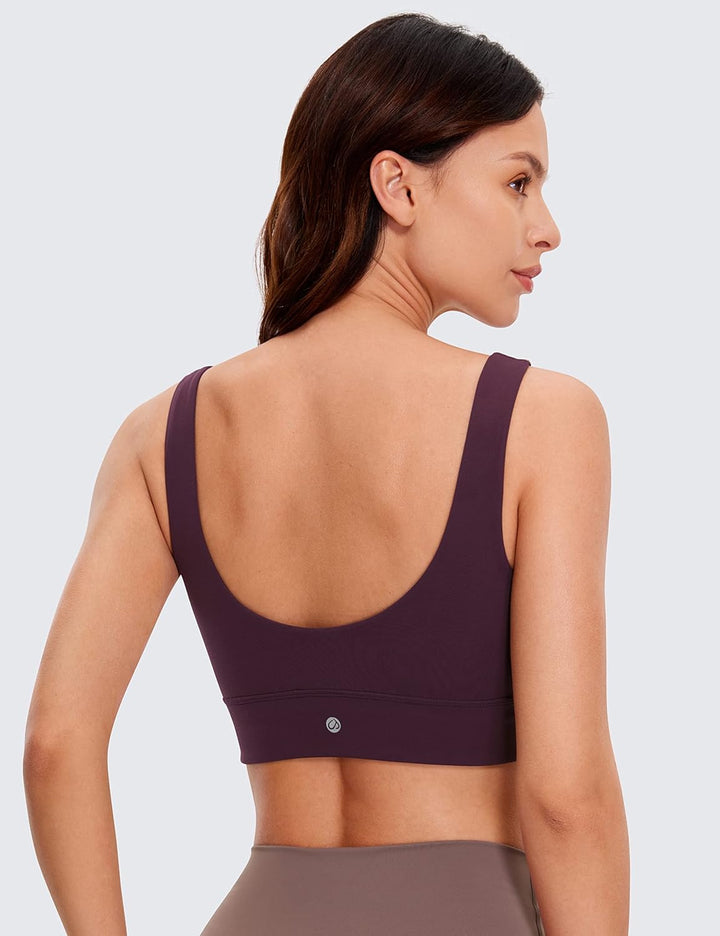 CRZ YOGA Damen Butterluxe Sport BH U Back Ohne Buegel Grosse Brüste Fitness Yoga BH Top, Dunkellila