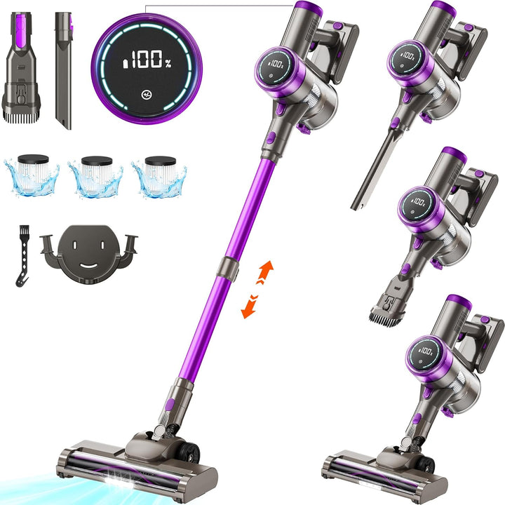 Suafsu Akku Staubsauger Kabellos 45000Pa 550W Akkusauger - Bis zu 65 Min Laufzeit mit LED Display un