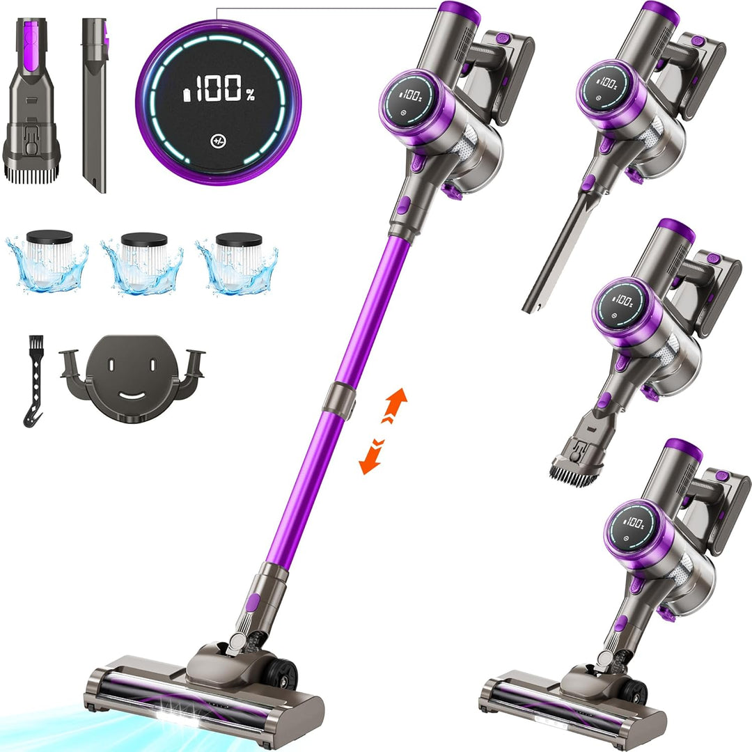 Suafsu Akku Staubsauger Kabellos 45000Pa 550W Akkusauger - Bis zu 65 Min Laufzeit mit LED Display un