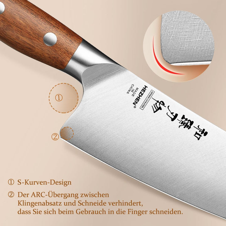 HEZHEN 21cm Kochmesser German DIN 1.4116 Stahl, Scharfe Messerklinge Chefmesser, Profi Küchenmesser