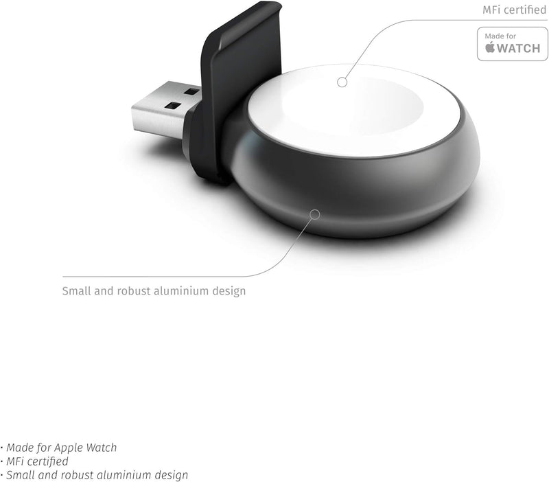 ZENS USB-A Ladegerät kompatibel mit Allen Apple Watches und den AirPods Pro 2 (2022 & 2023) (Alumini