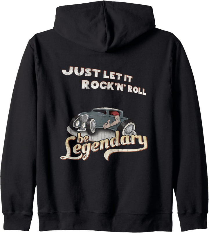 Oldtimer Hot Rod Let It Rock N Roll Be Legendary Rockabilly Kapuzenjacke