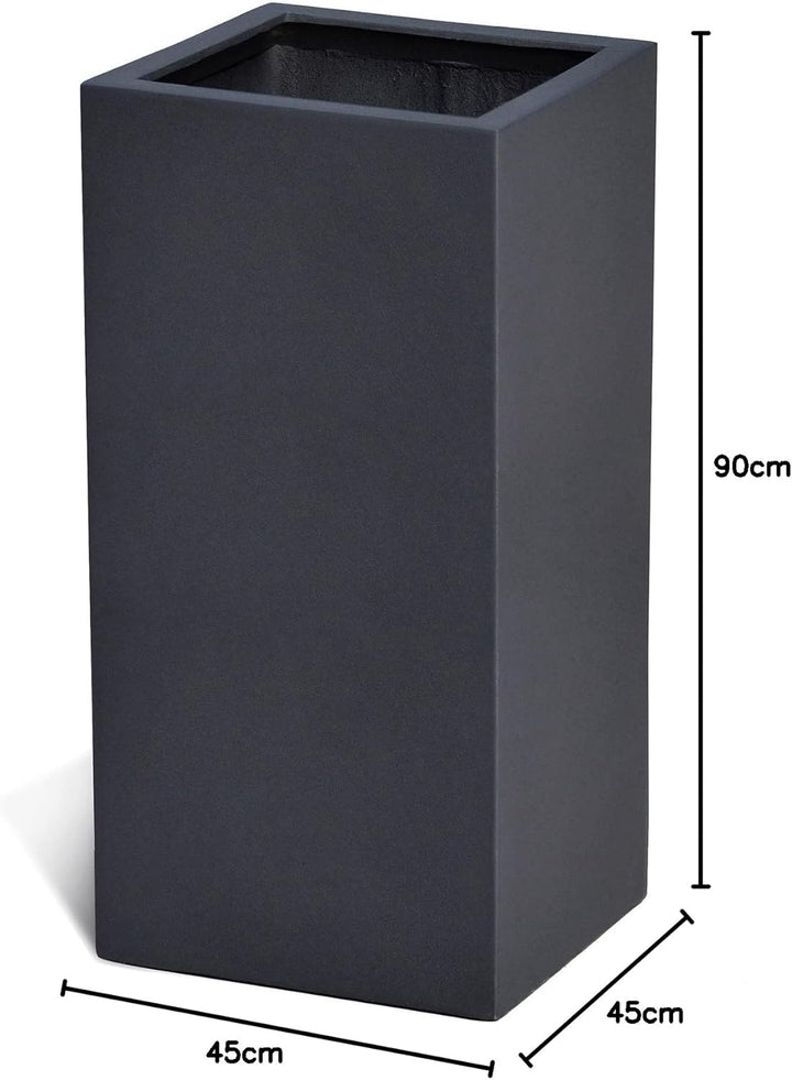 Pflanzkübel HIGH Cube 45 Anthrazit Schwarz Quadratisch * 45 x 45 x 90 cm * 10 Jahre Garantie 45x45x9