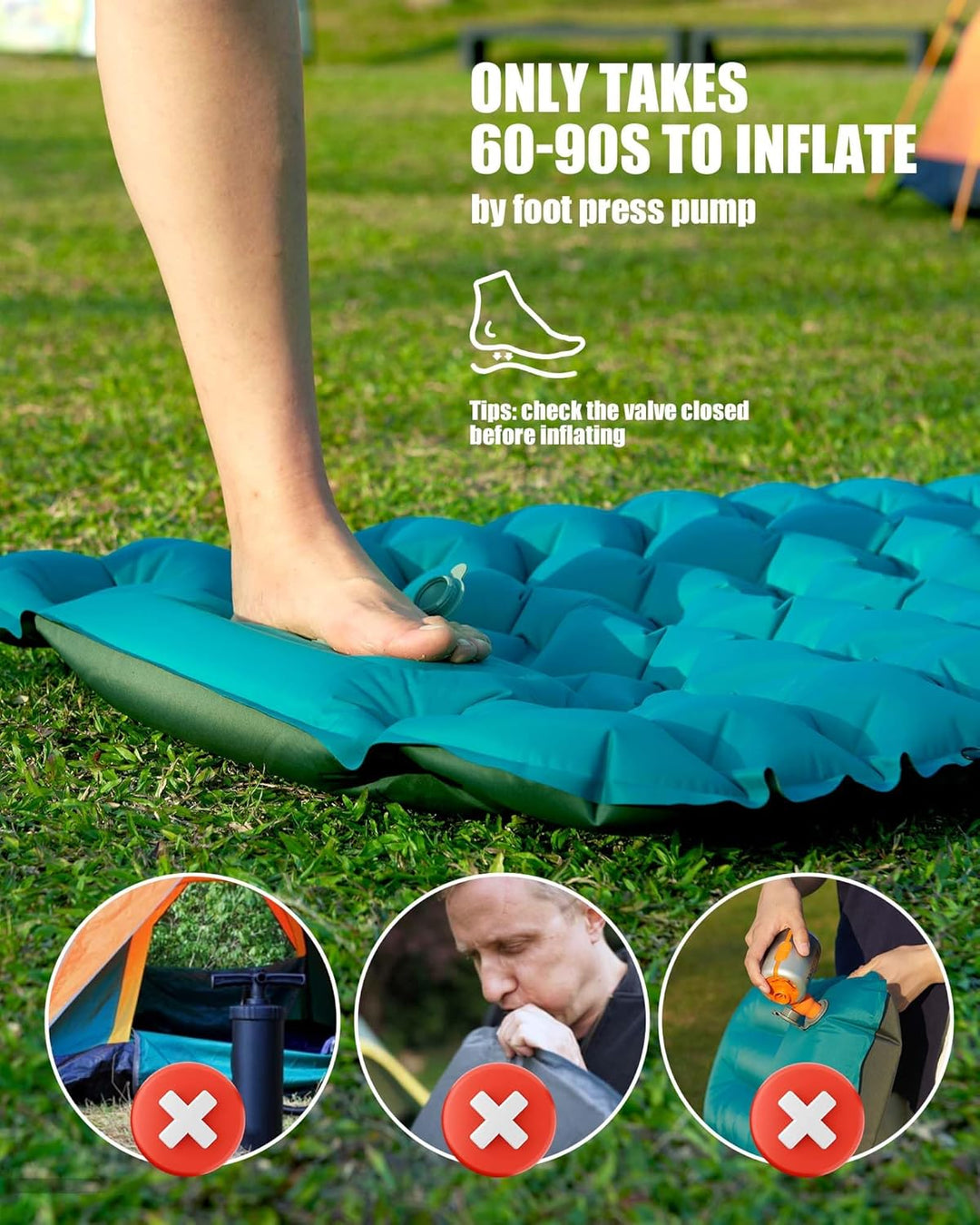 AKSOUL Isomatte Camping Luftmatratze Outdoor: Ultraleicht Gross Aufblasbare Matratze Dick Schlafmatt