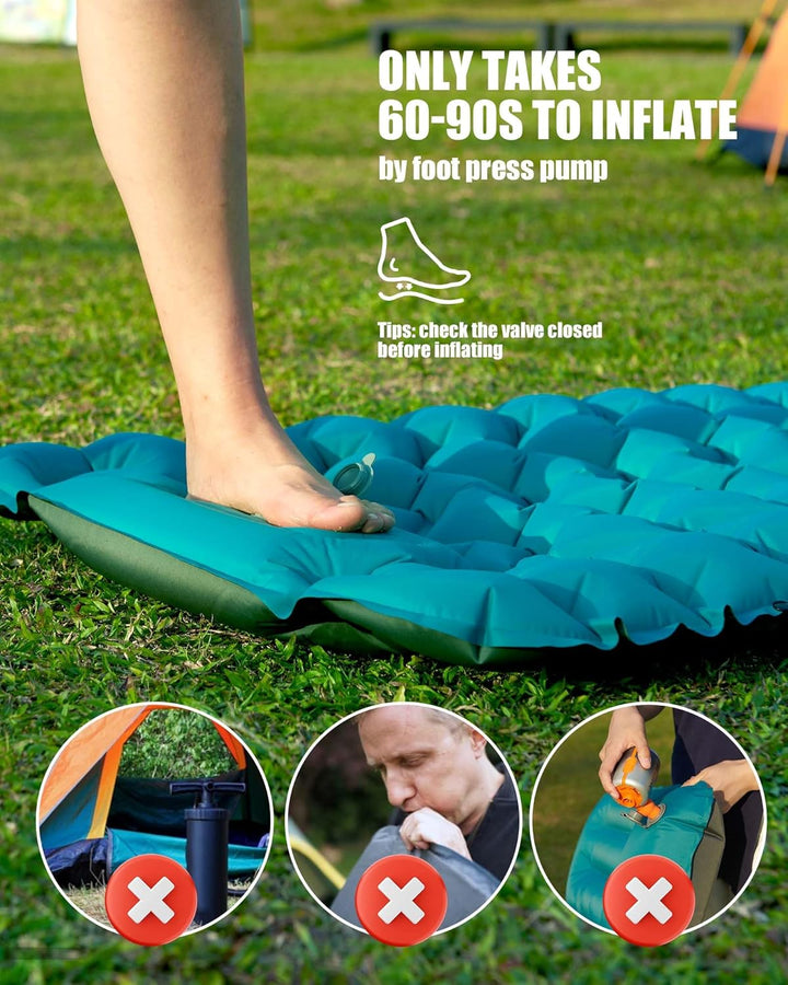 AKSOUL Isomatte Camping Luftmatratze Outdoor: Ultraleicht Gross Aufblasbare Matratze Dick Schlafmatt