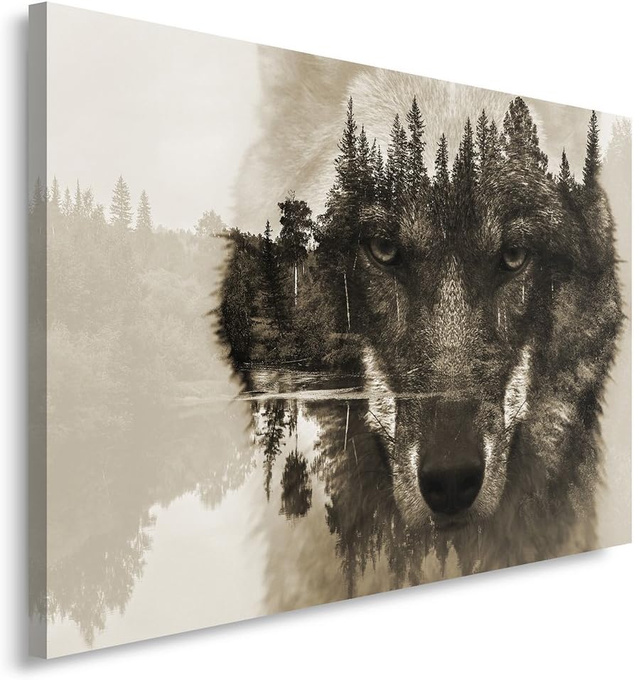 Feeby Frames, Leinwandbild, Bilder, Wand Bild, Wandbilder, Kunstdruck 50x70cm, TIERE, WOLF, NATUR, W