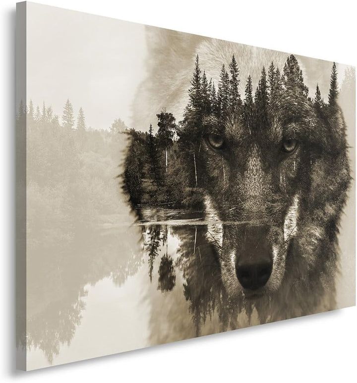 Feeby Frames, Leinwandbild, Bilder, Wand Bild, Wandbilder, Kunstdruck 50x70cm, TIERE, WOLF, NATUR, W