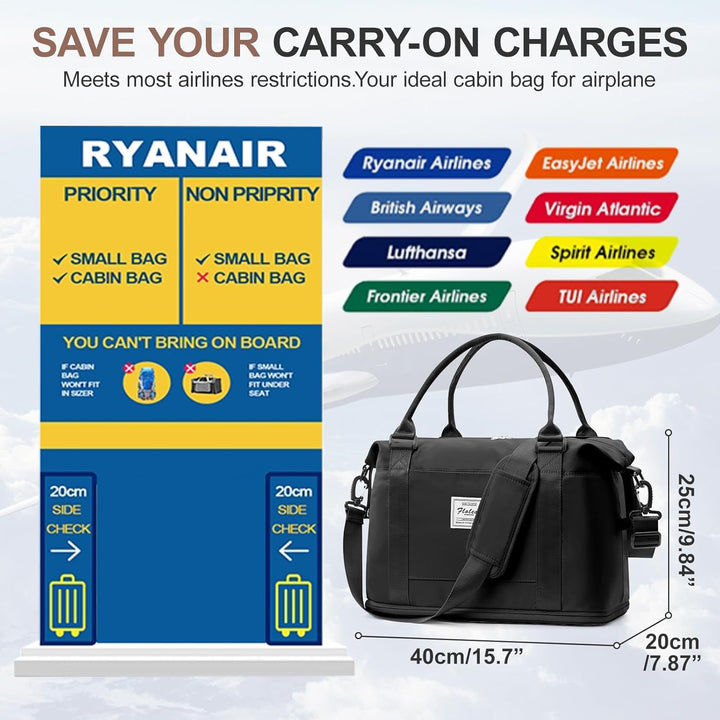Reisetasche Damen 40x20x25 Ryanair Handgepäck Tasche Sporttasche Weekender Bag Schwimmtasche Wasserd