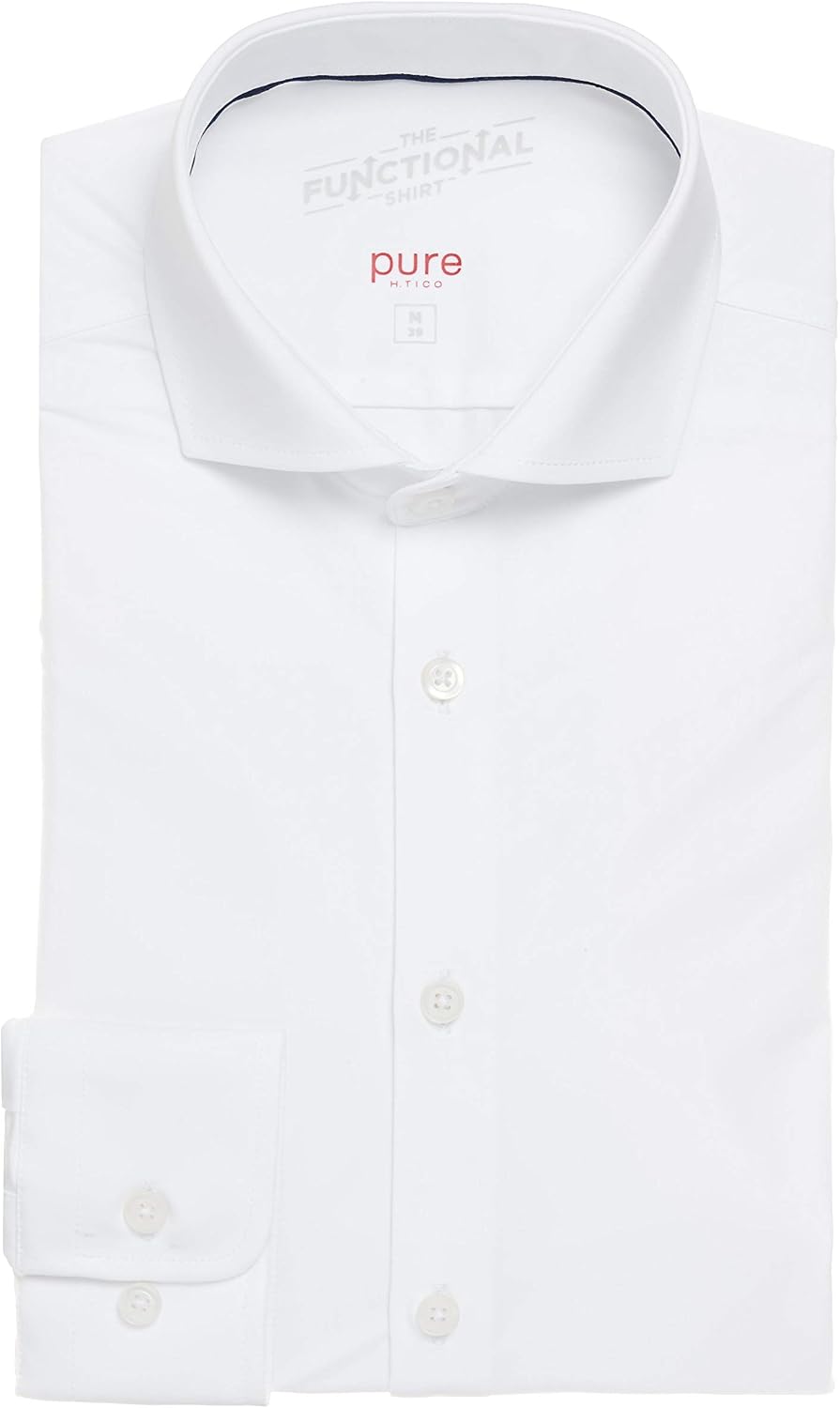 Pure h. Tico Herren 4030-21750 Pure- Functional Hemd Langarm Hemd 37 Uni Weiss, 37 Uni Weiss