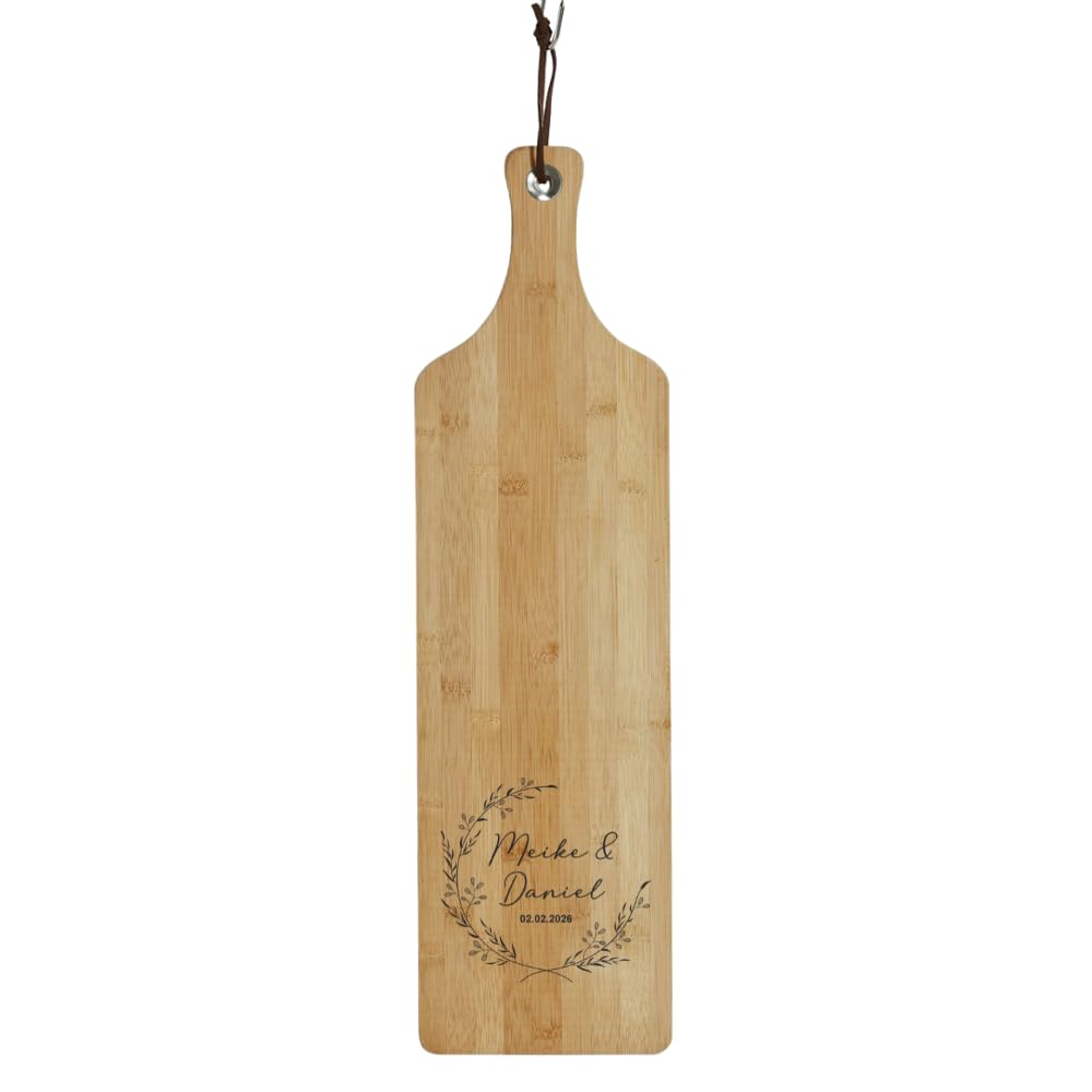 Schneidebrett personalisiert lang – Hochzeitsgeschenk Bambus mit Gravur – Holzbrett Hochzeit Namen &amp;