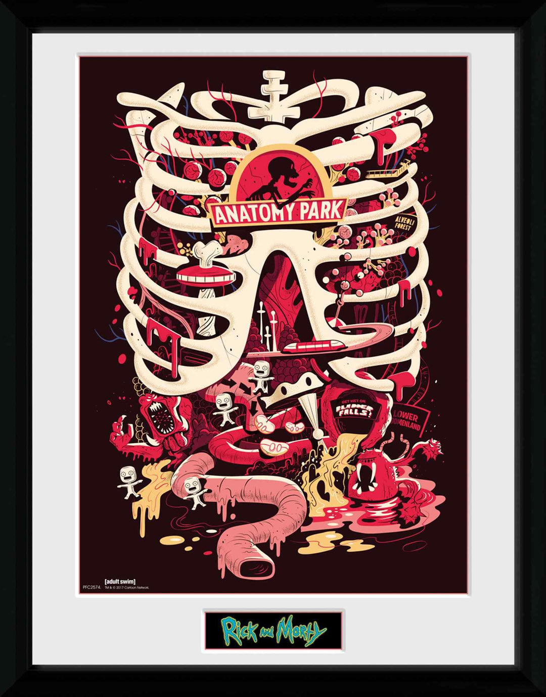 GB Eye Rick und Morty, Anatomie Park Poster, gerahmt, 30 x 40 cm, Verschiedene
