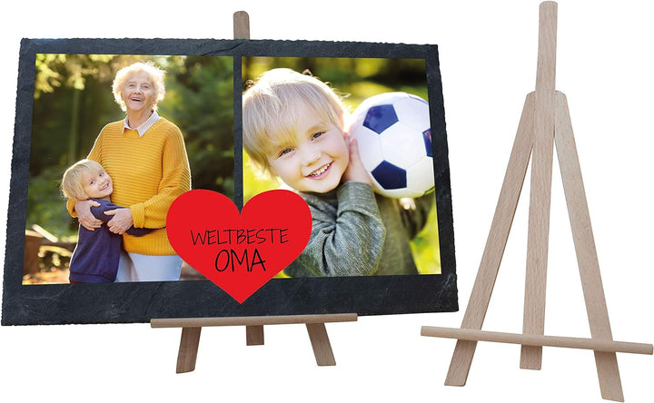 wandmotiv24 Schiefertafel Beste Oma, Mit Ihrem Foto Bedrucken Lassen, 2 Farb-Fotos, Rotes Herz und S