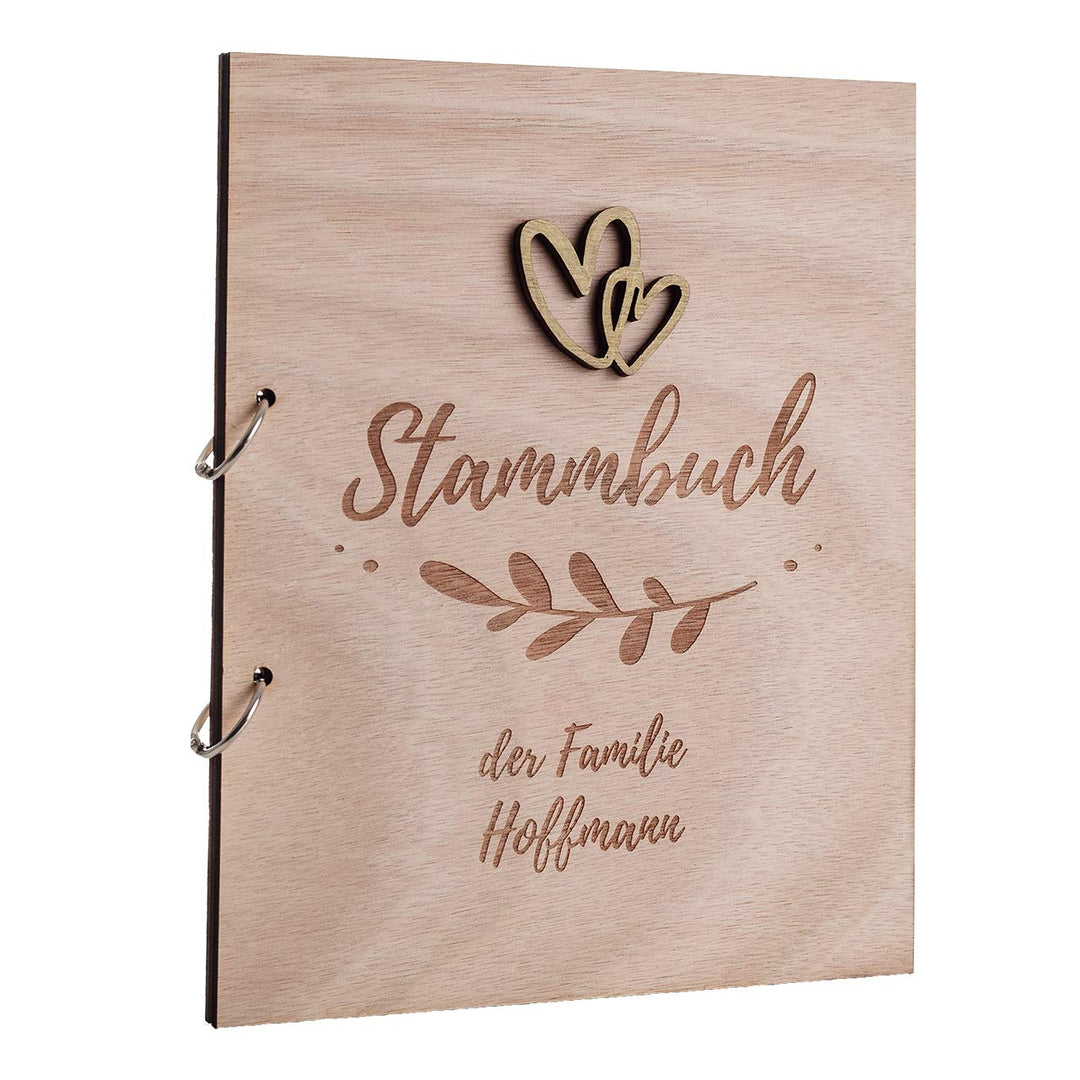 Hochzeitideal Stammbuch der Familie Familienstammbuch Holzcover inkl. Lasergravur (Fiore Personalisi