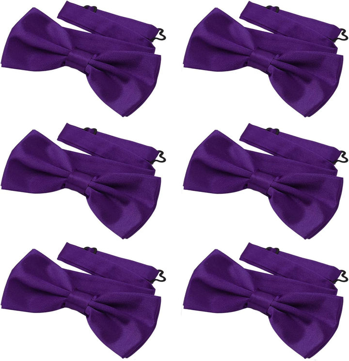 DonDon 6er Set Herren Fliege 12 x 6 cm gebunden und längenverstellbar Violett, Violett