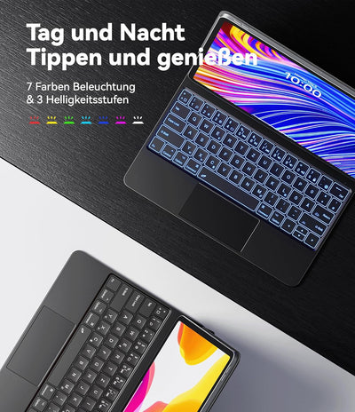 Earto iPad Pro 12,9 Tastatur 2022, Magnetische Freischwebende Tastatur Hülle mit Touchpad, 7-Farbige