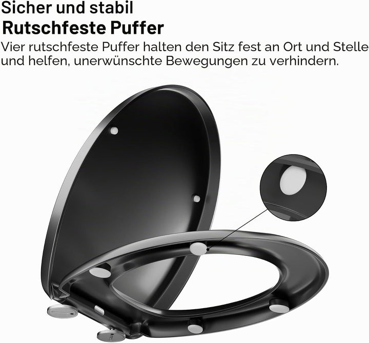 WC-Sitz Soft Close, Soft Close WC-Sitz mit Schnellverschluss für einfache Reinigung, Standard-Klo-To