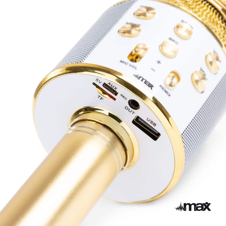 MAX KM01 Bluetooth Karaoke Mikrofon mit Lautsprecher, USB, Micro SD, MP3-Player, Mikro mit Echo, Sti