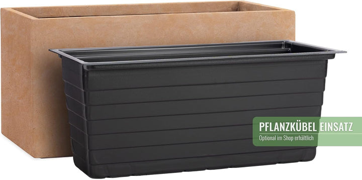 Pflanzwerk® Pflanzkübel TUB Terrakotta 45x100x45cm XXL – Rechteckig – Grosser Fiberglas Blumenkübel