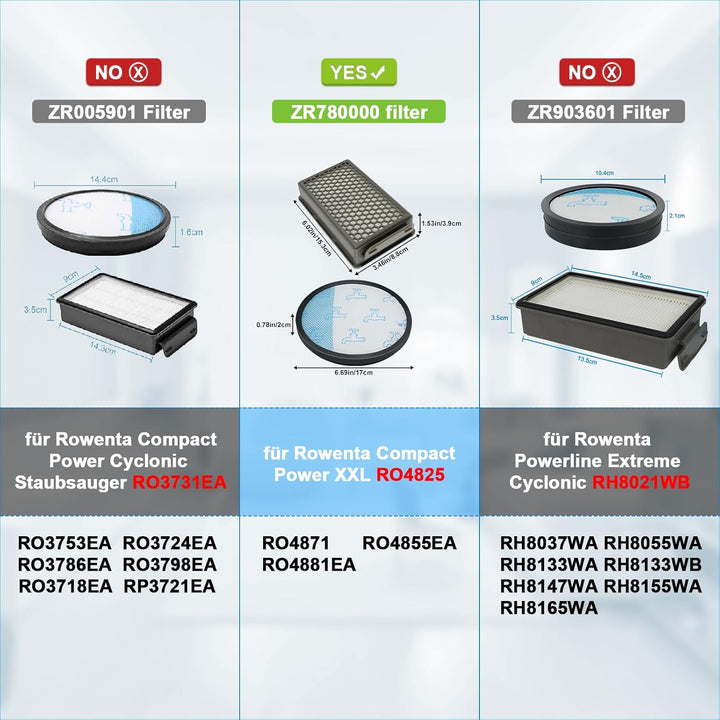 2 Stück HEPA Filter für Rowenta COMPACT POWER XXL RO4825EA RO4811EA RO4871EA RO4855EA RO4826EA RO485