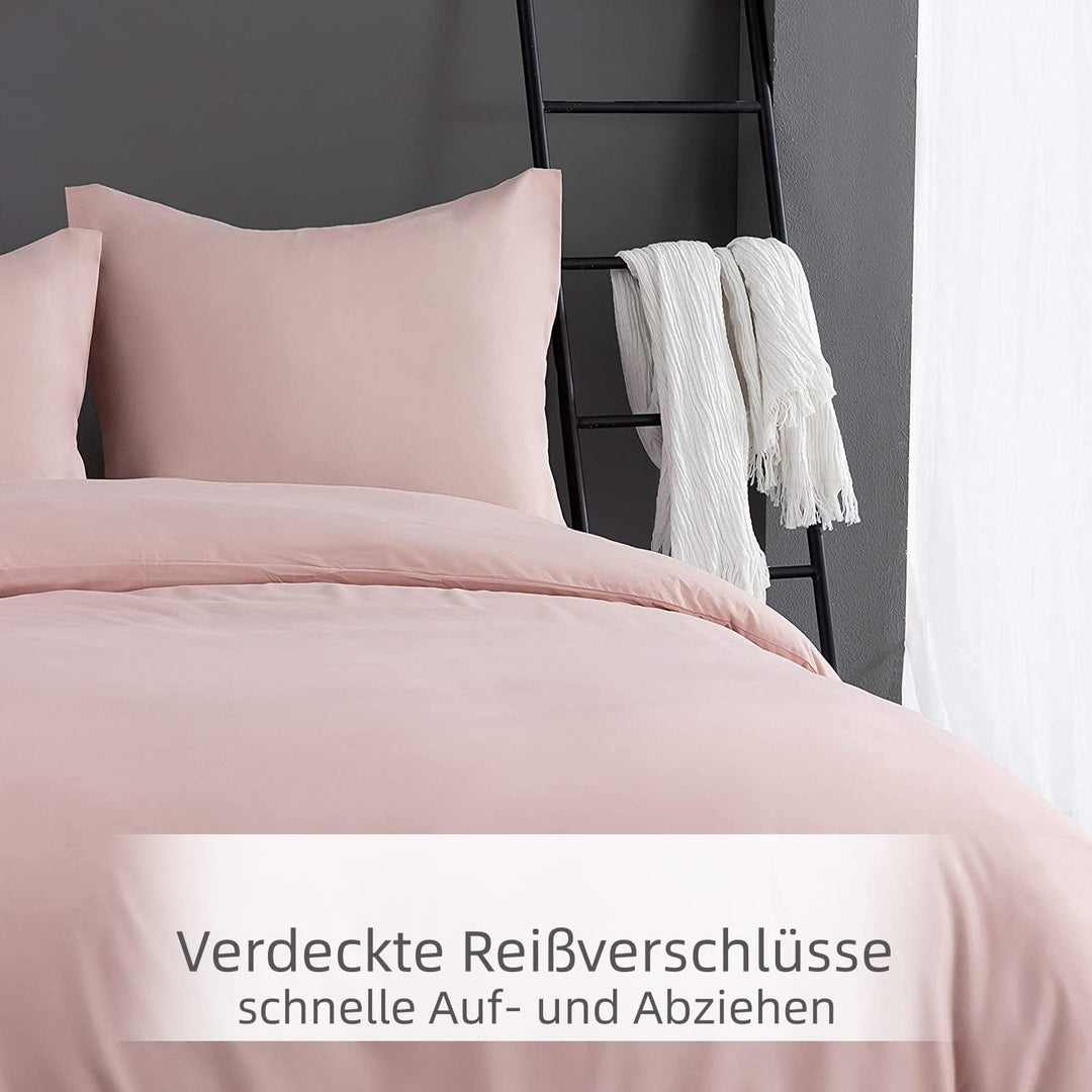 AYSW Bettwäsche gebürstet Microfaser 1 Bettbezug 200x220cm + 2 Kopfkissenbezug 80x80cm mit Reissvers