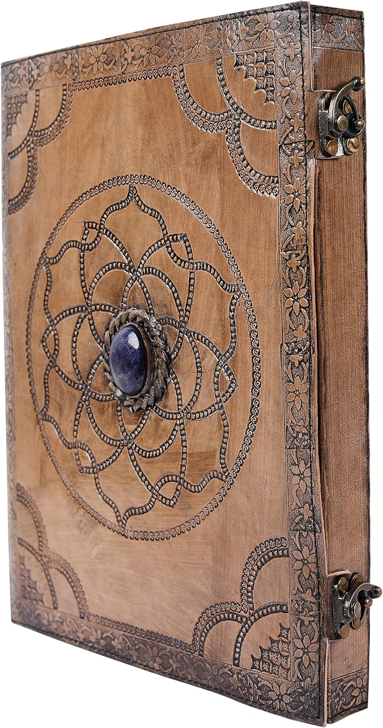 OVERDOSE Hand Embossed Stone Vintage Leather Journal - Handmade Antique Stone Journal For Students &