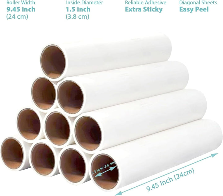 Fusselroller-Nachfüllpackung, 24 cm, Grosspackung mit 10 Rollen, grosse Tierhaare, klebrige Rollen,