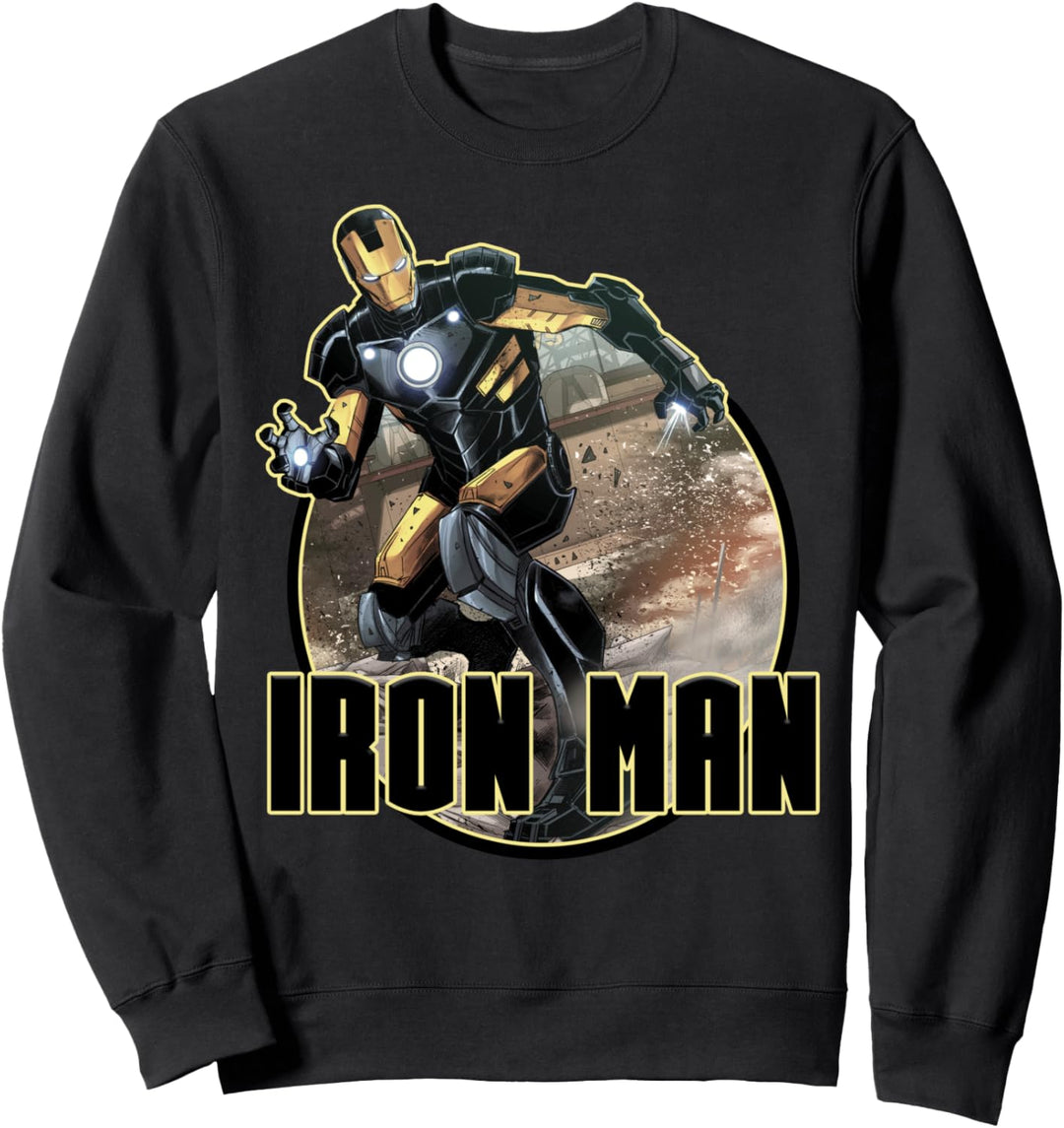 Marvel Iron Man Rubble Explosion Circle Portrait Sweatshirt