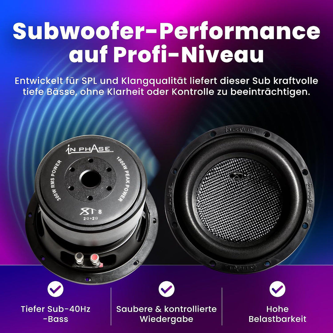 In Phase XT - 8 20.32 cm 1000W Peak Power Subwoofer XT-8, XT-8