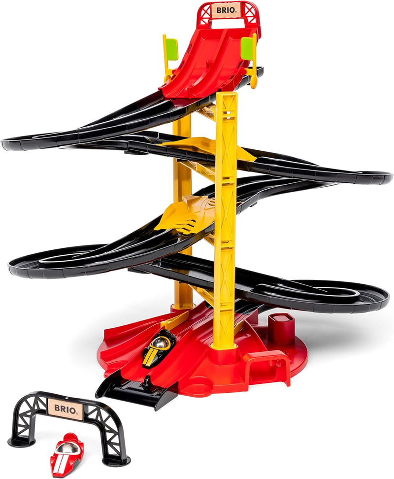 BRIO 30550 - Rennbahn-Turm mit Zwei Rennwagen - Rennwagen-Spielzeugset für Kinder ab 3 Jahren, Spiel