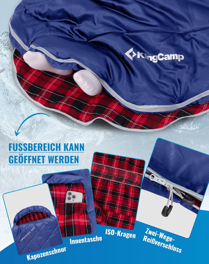 KingCamp XXL Schlafsack Campingschlafsack 3 Jahreszeiten Übergrösse für Erwachsene Outdoor Rucksackr