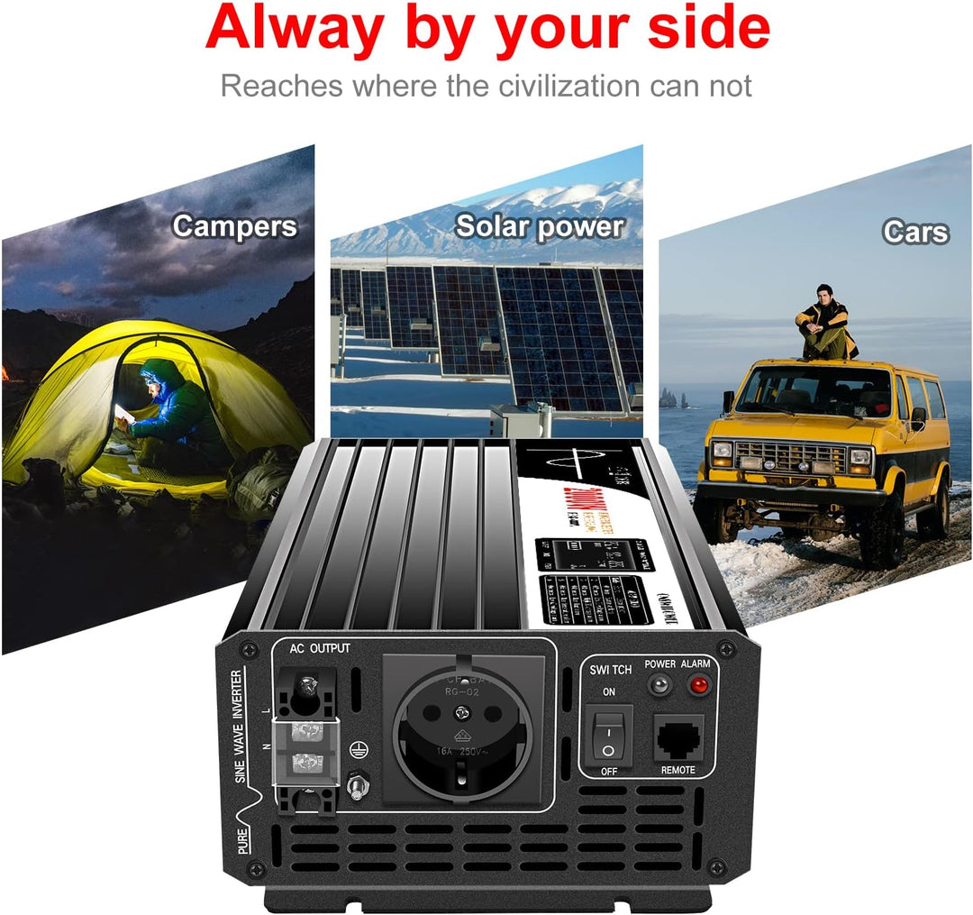 2000W wechselrichter 12v auf 230v Reiner Sinus wohnmobil 50HZ Solar Konverter für Zuhause Auto (DC12