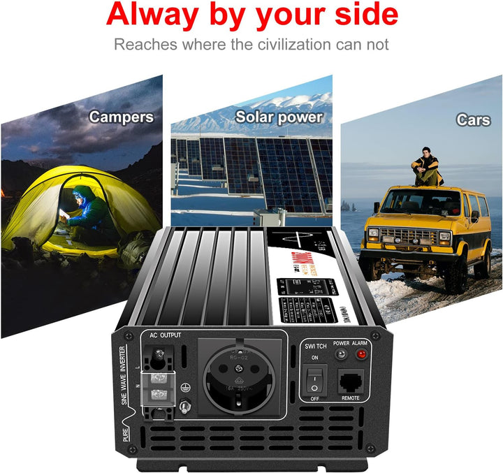 2000W wechselrichter 12v auf 230v Reiner Sinus wohnmobil 50HZ Solar Konverter für Zuhause Auto (DC12