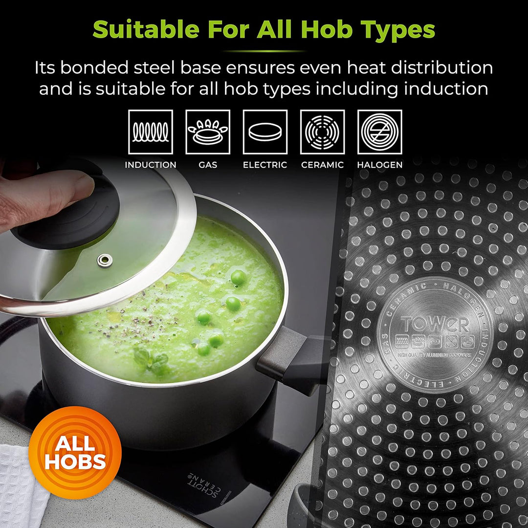 TOWER Home & Kitchen›Cooking & Dining›Cookware Pans Pot Sets, Keramik, Graphit, 21 cm 3 Stück, 3 St&