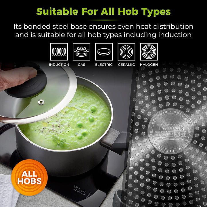 TOWER Home & Kitchen›Cooking & Dining›Cookware Pans Pot Sets, Keramik, Graphit, 21 cm 3 Stück, 3 St&