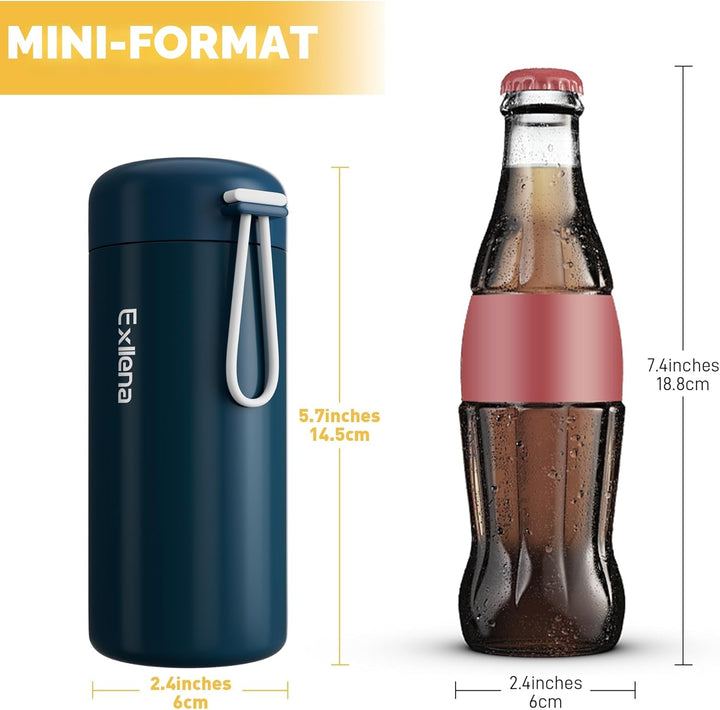 Trinkflasche klein 300ml – Mini-Thermosflasche mit Silikon-Griff, 100% Auslaufsicher, kleine Trinkfl