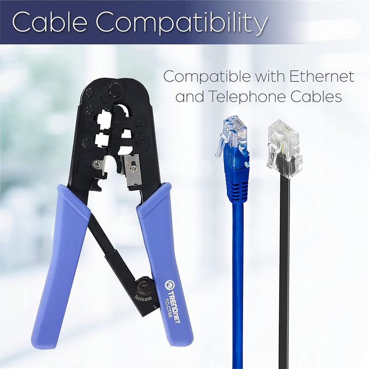 TRENDnet, TC-CT68, Crimpzange, Crimp-, Schneide- und Abisolierwerkzeug, für alle Ethernet- oder Tele